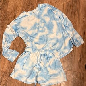 Blue and White Tie-Dye Adult Pajamas